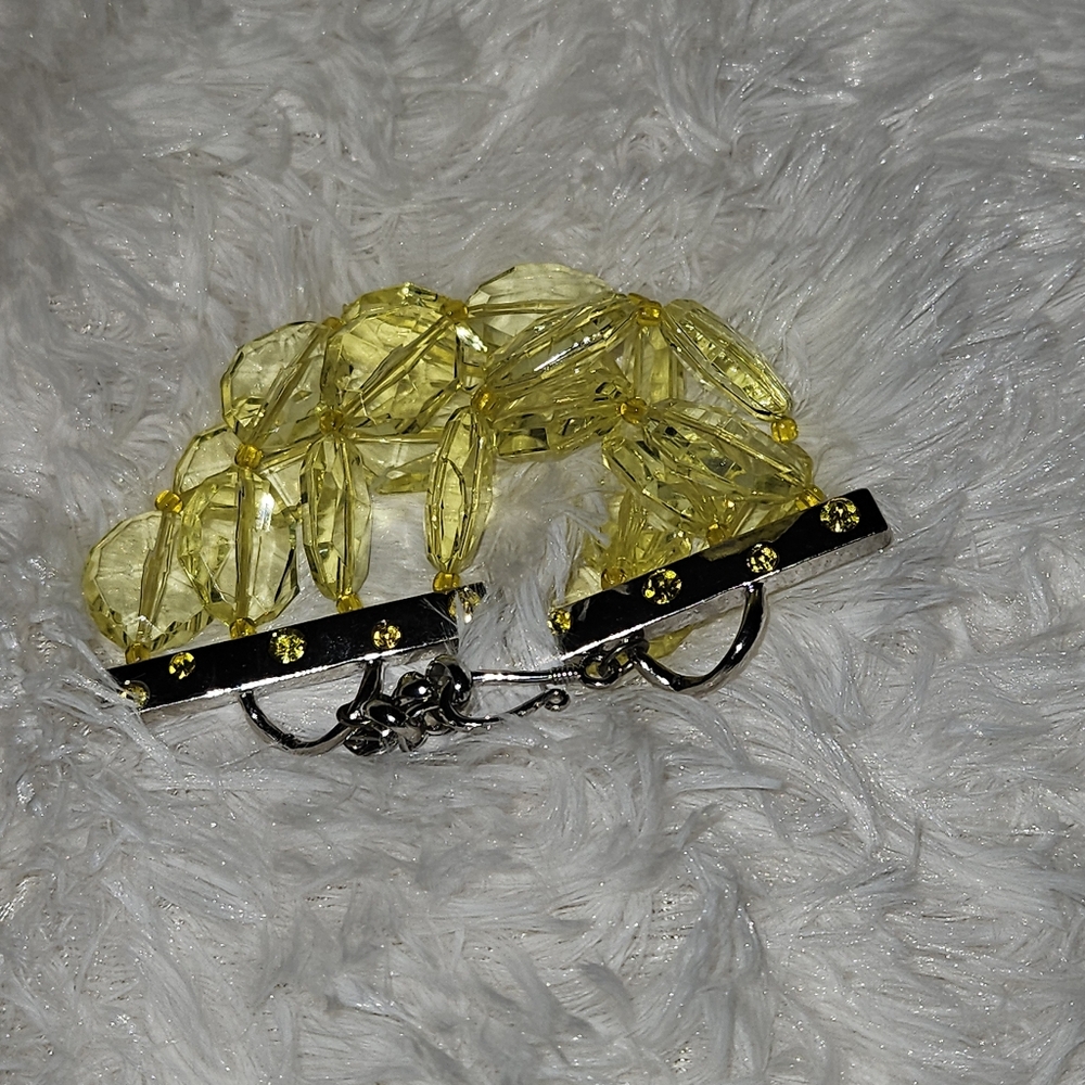 SASSY JONES Yellow Beaded Bracelet with Silver Accents